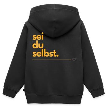 sei du selbst - Kinder Premium Organic Zip Hoodie - Schwarz - Hinten - AI Model Kid Male (0cm)