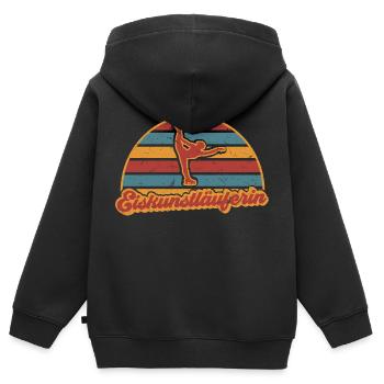 Eiskunstläuferin Eiskunstlauf Eisläuferin Vintage - Kinder Premium Organic Zip Hoodie - Schwarz - Hinten - AI Model Kid Male (0cm)