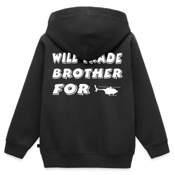 Hubschrauber - Kinder Premium Organic Zip Hoodie - Schwarz - Hinten - AI Model Kid Male (0cm)