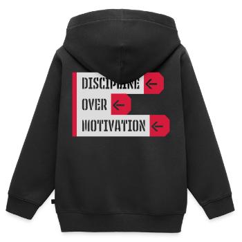 Citation de discipline sur la motivation - Sweat Premium à capuche zippé enfant bio - noir - Dos - AI Model Kid Male (0cm)