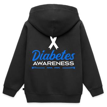 Diabetes-Bewusstsein - Kinder Premium Organic Zip Hoodie - Schwarz - Hinten - AI Model Kid Male (0cm)