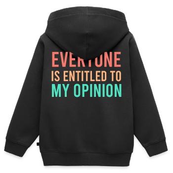 Jeder hat ein Recht auf meine Meinung - Kinder Premium Organic Zip Hoodie - Schwarz - Hinten - AI Model Kid Male (0cm)