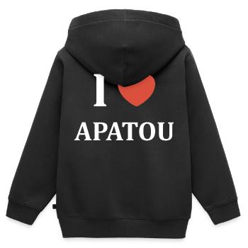 i love Apatou - Sweat Premium à capuche zippé enfant bio - noir - Dos - AI Model Kid Male (0cm)