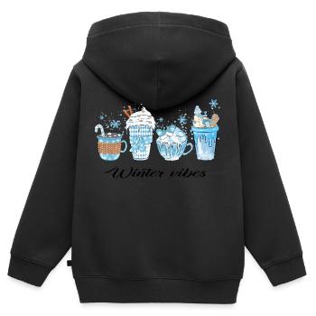 Ambiance hivernale - Sweat Premium à capuche zippé enfant bio - noir - Dos - AI Model Kid Male (0cm)