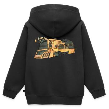 Steampunk Dampflokomotive - Kinder Premium Organic Zip Hoodie - Schwarz - Hinten - AI Model Kid Male (0cm)