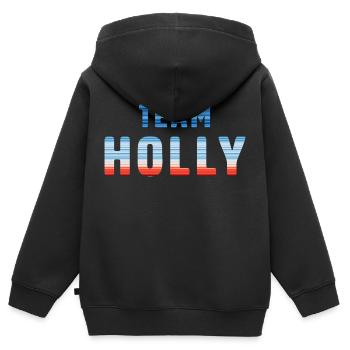 Team Holly | Warming Stripes - Kinder Premium Organic Zip Hoodie - Schwarz - Hinten - AI Model Kid Male (0cm)
