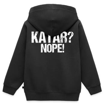 Katar nein Boykott Spruch Geschenk - Kinder Premium Organic Zip Hoodie - Schwarz - Hinten - AI Model Kid Male (0cm)