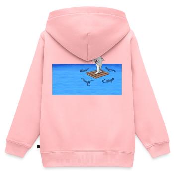 Hai auf Floß - Kinder Premium Organic Zip Hoodie - Rosa - Hinten - AI Model Kid Female (0cm)