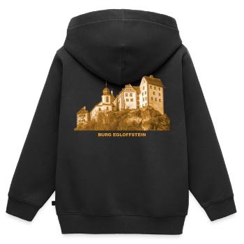 Château d’Egloffstein Haute-Franconie Bavière - Sweat Premium à capuche zippé enfant bio - noir - Dos - AI Model Kid Male (0cm)