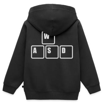 WASD Tastatur Tasten Gamer - Kinder Premium Organic Zip Hoodie - Schwarz - Hinten - AI Model Kid Male (0cm)