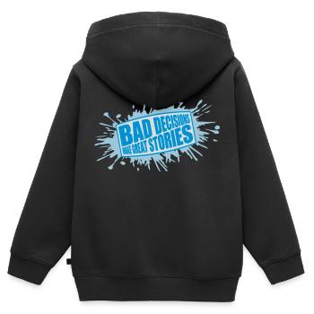 Mauvaises décisions Bonnes histoires - Sweat Premium à capuche zippé enfant bio - noir - Dos - AI Model Kid Male (0cm)