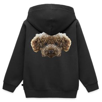 Visage de caniche jouet - Sweat Premium à capuche zippé enfant bio - noir - Dos - AI Model Kid Male (0cm)
