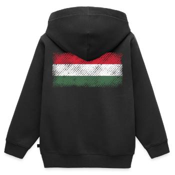Hungary - Kids Premium Organic Zip-up Hoodie - black - Back - AI Model Kid Male (0cm)