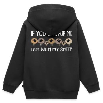 Wenn Ihr mich sucht ich bin bei meinen Schafen - Kinder Premium Organic Zip Hoodie - Schwarz - Hinten - AI Model Kid Male (0cm)