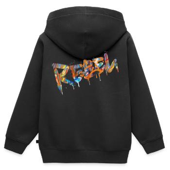 Rebel Rebels Drôle Musique Rétro Hip Hop Rocknroll - Sweat Premium à capuche zippé enfant bio - noir - Dos - AI Model Kid Male (0cm)