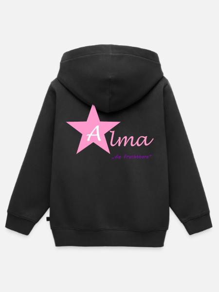 Alma - Kinder Premium Organic Zip Hoodie - Schwarz