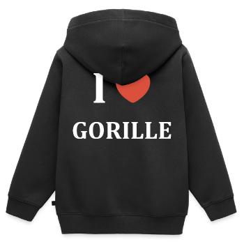 i love Gorille - Sweat Premium à capuche zippé enfant bio - noir - Dos - AI Model Kid Male (0cm)