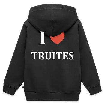 i love Truites - Sweat Premium à capuche zippé enfant bio - noir - Dos - AI Model Kid Male (0cm)