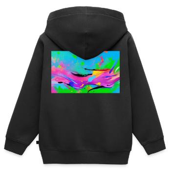 Bunte Frau - Kinder Premium Organic Zip Hoodie - Schwarz - Hinten - AI Model Kid Male (0cm)