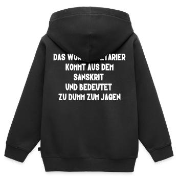 Das Wort Vegetarier - Kinder Premium Organic Zip Hoodie - Schwarz - Hinten - AI Model Kid Male (0cm)
