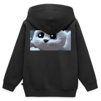 Le chat vous regarde - Sweat Premium à capuche zippé enfant bio - noir - Dos - AI Model Kid Male (0cm)