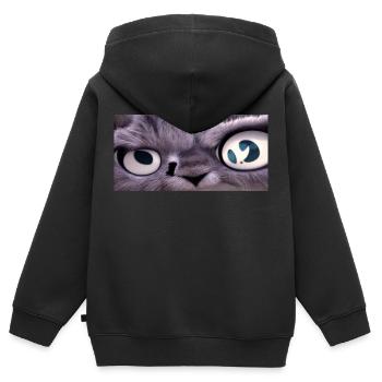Le chat vous regarde - Sweat Premium à capuche zippé enfant bio - noir - Dos - AI Model Kid Male (0cm)