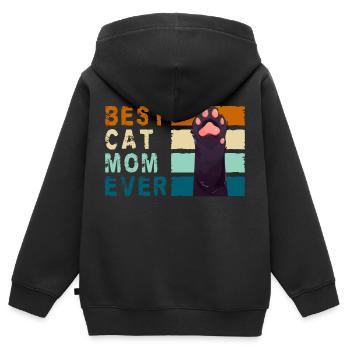 Katze Stubentiger Kätzchen Frauchen - Kinder Premium Organic Zip Hoodie - Schwarz - Hinten - AI Model Kid Male (0cm)