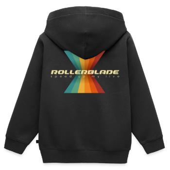 Rollerblade coloré des années 80 - Sweat Premium à capuche zippé enfant bio - noir - Dos - AI Model Kid Male (0cm)