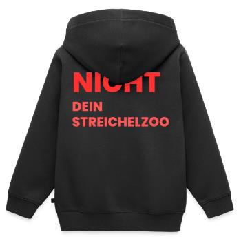 Nicht Dein Streichelzoo Print auf Panel PTSRHR - Kinder Premium Organic Zip Hoodie - Schwarz - Hinten - AI Model Kid Male (0cm)