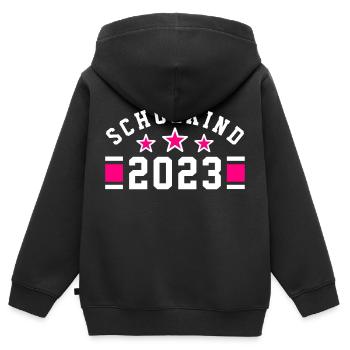 SCHULKIND 2023 - EINSCHULUNG - ERSTER SCHULTAG - Kinder Premium Organic Zip Hoodie - Schwarz - Hinten - AI Model Kid Male (0cm)