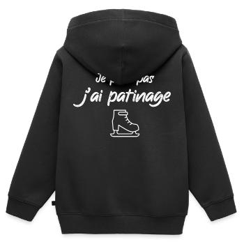 Je peux pas j'ai patinage - Sweat Premium à capuche zippé enfant bio - noir - Dos - AI Model Kid Male (0cm)