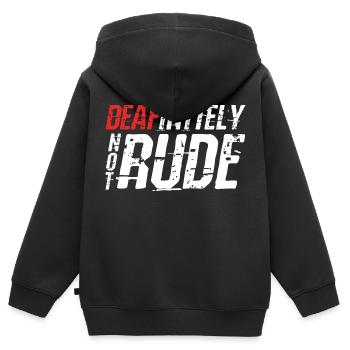 Deafinitely Not Rude - Kids Premium Organic Zip-up Hoodie - black - Back - AI Model Kid Male (0cm)
