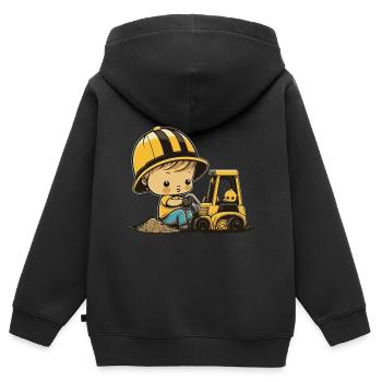 Small construction worker - Kids Premium Organic Zip-up Hoodie - black - Back - AI Model Kid Male (0cm)