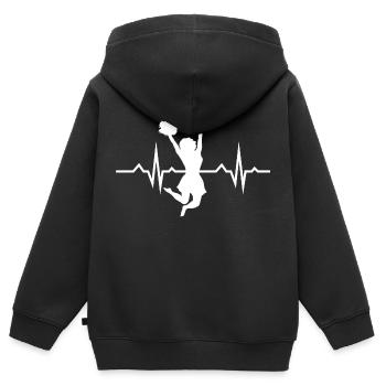 Cheerleading cadeau d’anniversaire parfait - Sweat Premium à capuche zippé enfant bio - noir - Dos - AI Model Kid Male (0cm)
