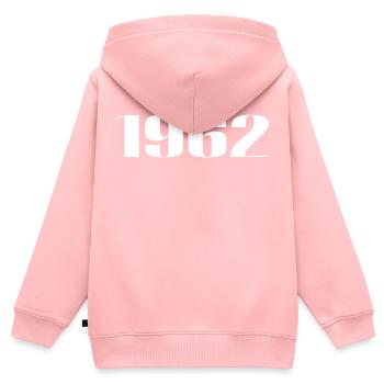 1962 - Cadeau né en 1962 - Sweat Premium à capuche zippé enfant bio - rose - Dos - AI Model Kid Female (0cm)