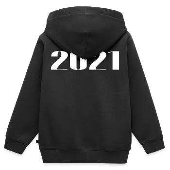 2021 - Cadeau né en 2021 - Sweat Premium à capuche zippé enfant bio - noir - Dos - AI Model Kid Male (0cm)