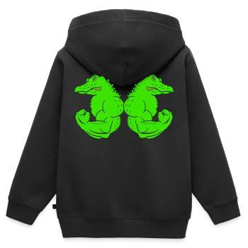 strong crocodiles - Kinder Premium Organic Zip Hoodie - Schwarz - Hinten - AI Model Kid Male (0cm)