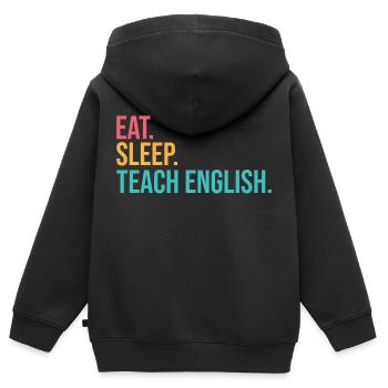 Manger dormir Enseigner Répéter - Sweat Premium à capuche zippé enfant bio - noir - Dos - AI Model Kid Male (0cm)