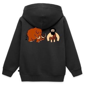 Mammoth caveman - Kids Premium Organic Zip-up Hoodie - black - Back - AI Model Kid Male (0cm)