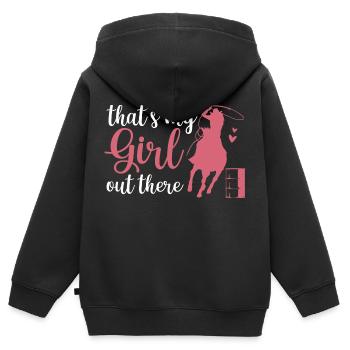 That's My Girl Out There Barrel Racing Proud Barre - Kinder Premium Organic Zip Hoodie - Schwarz - Hinten - AI Model Kid Male (0cm)