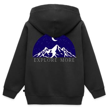 Explore more - Sweat Premium à capuche zippé enfant bio - noir - Dos - AI Model Kid Male (0cm)