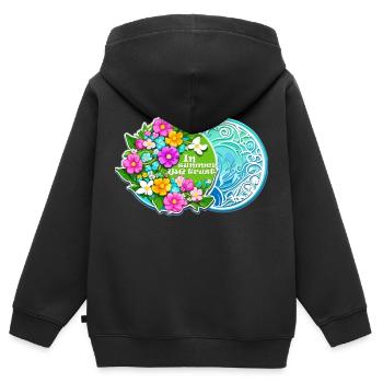 Im Sommer vertrauen wir - Kinder Premium Organic Zip Hoodie - Schwarz - Hinten - AI Model Kid Male (0cm)