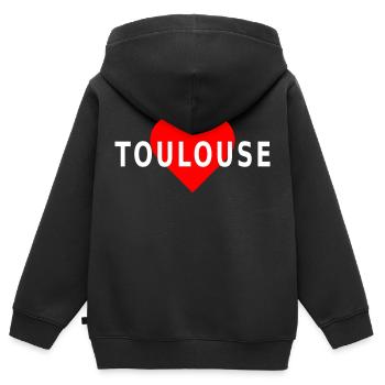 Toulouse-Herz - Kinder Premium Organic Zip Hoodie - Schwarz - Hinten - AI Model Kid Male (0cm)