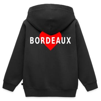 Bordeaux, rotes Herz - Kinder Premium Organic Zip Hoodie - Schwarz - Hinten - AI Model Kid Male (0cm)