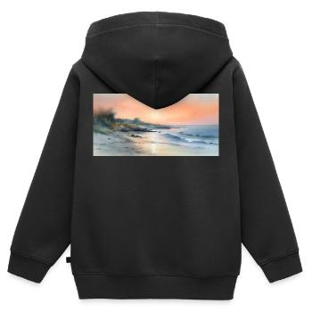 Beach Sunset - Kinder Premium Organic Zip Hoodie - Schwarz - Hinten - AI Model Kid Male (0cm)