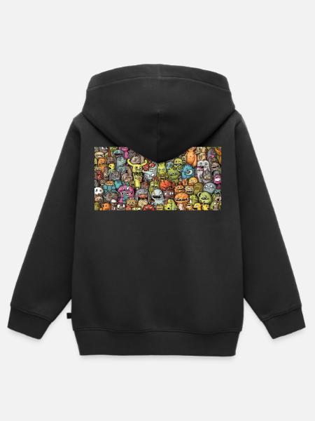 Monsters - Kinder Premium Organic Zip Hoodie - Schwarz