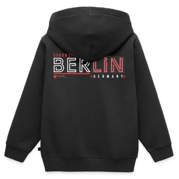 Berlin Urban City Style Fan Travel Streetwear - Sweat Premium à capuche zippé enfant bio - noir - Dos - AI Model Kid Male (0cm)