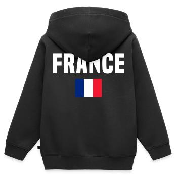 France, France - Sweat Premium à capuche zippé enfant bio - noir - Dos - AI Model Kid Male (0cm)