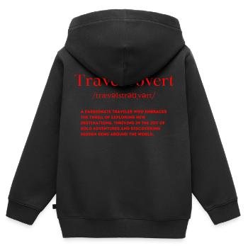 Traveltrovet Definition Introvertierter Reisender - Kinder Premium Organic Zip Hoodie - Schwarz - Hinten - AI Model Kid Male (0cm)