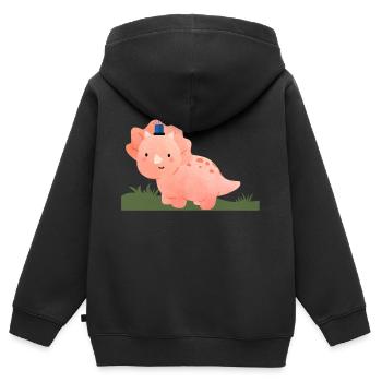 Blaulicht-Dino | Baby, Geschenk, Überraschung - Kinder Premium Organic Zip Hoodie - Schwarz - Hinten - AI Model Kid Male (0cm)